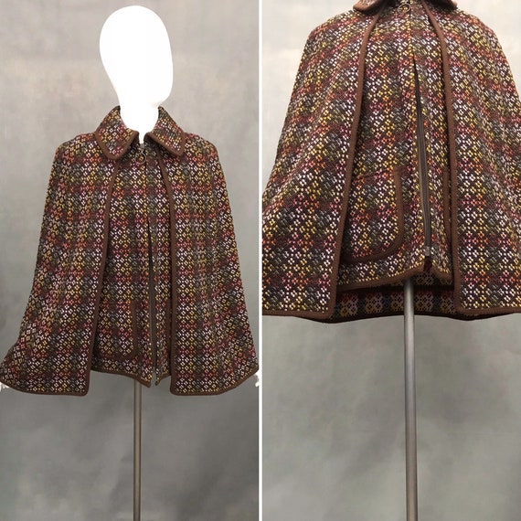 Vintage Welsh Tapestry Cape | 1960s Welsh Tapestry