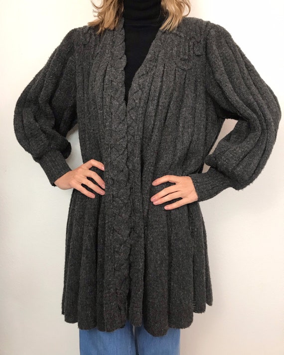 Vintage Cardigan/Coat | 1970's Mary Farrin Charcoa