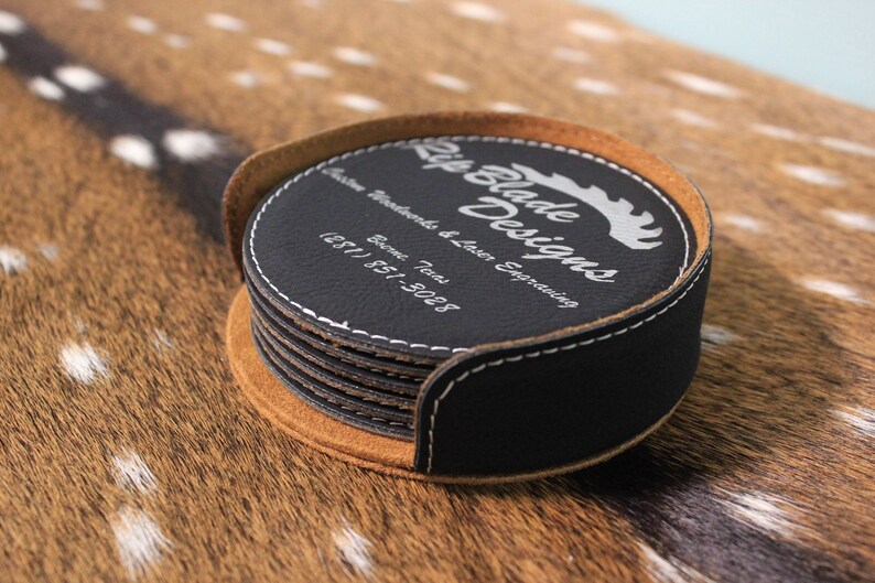 Leather Coasters Coaster Set Custom Logo Coasters Laser Etsy