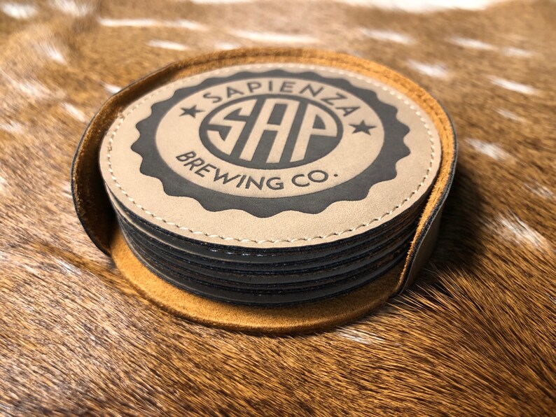 Leather Coasters Coaster Set Custom Logo Coasters Laser Etsy