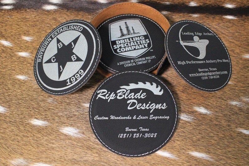 Leather Coasters Coaster Set Custom Logo Coasters Laser Etsy