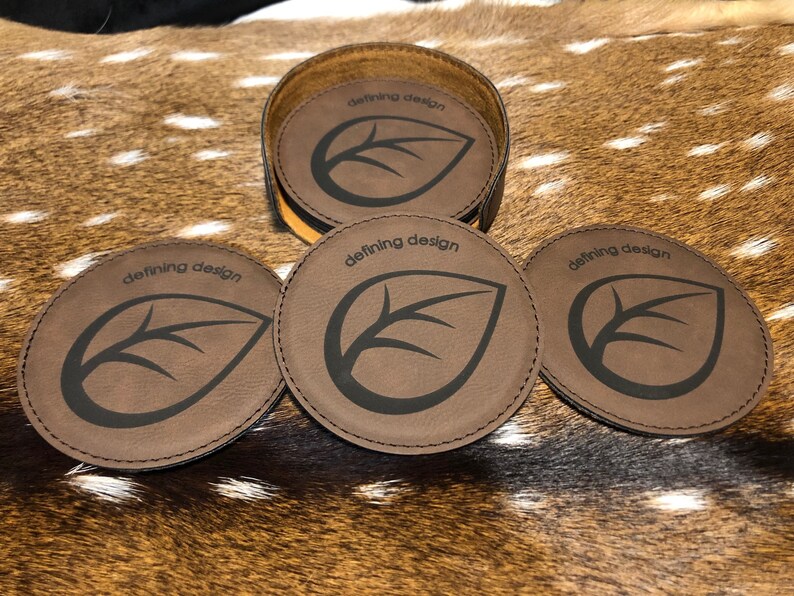 Leather Coasters Coaster Set Custom Logo Coasters Laser Etsy