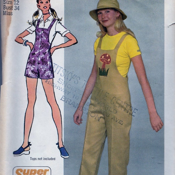 Vintage 70's Simplicity 9918 Women's Jiffy Jumpsuit in Two Lengths - Size 12 (Bust 34)