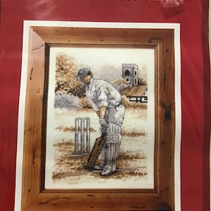 Anchor Counted Cross Kit Sepia Cricket Scene - 6 1/2 x 4” (16.5 x 10 cm) - New Sealed