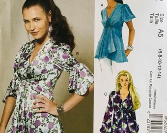 Sewing Pattern McCall’s 6202 Laura Ashley Women’s Fitted Top - Size 6-8-10-12-14 Bust 30.5-31.5-32.5-34-36” - Uncut Factory Folds