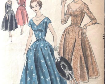 Vintage 50’s Sewing Pattern Vogue .8530 Women’s Misses Dress - Size 16 Bust 34 - Cut and Complete