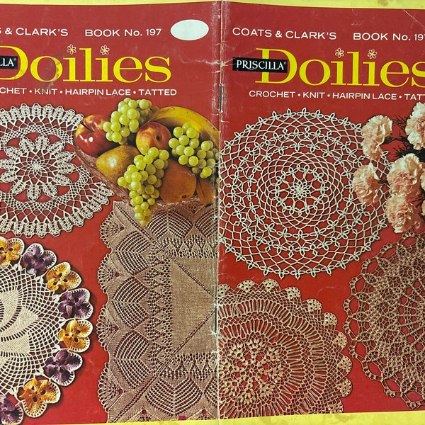 Crochet Pattern Doilies Doily Coats and Clark Book No. 197 Crochet Knit Hairpin Lace Tatted