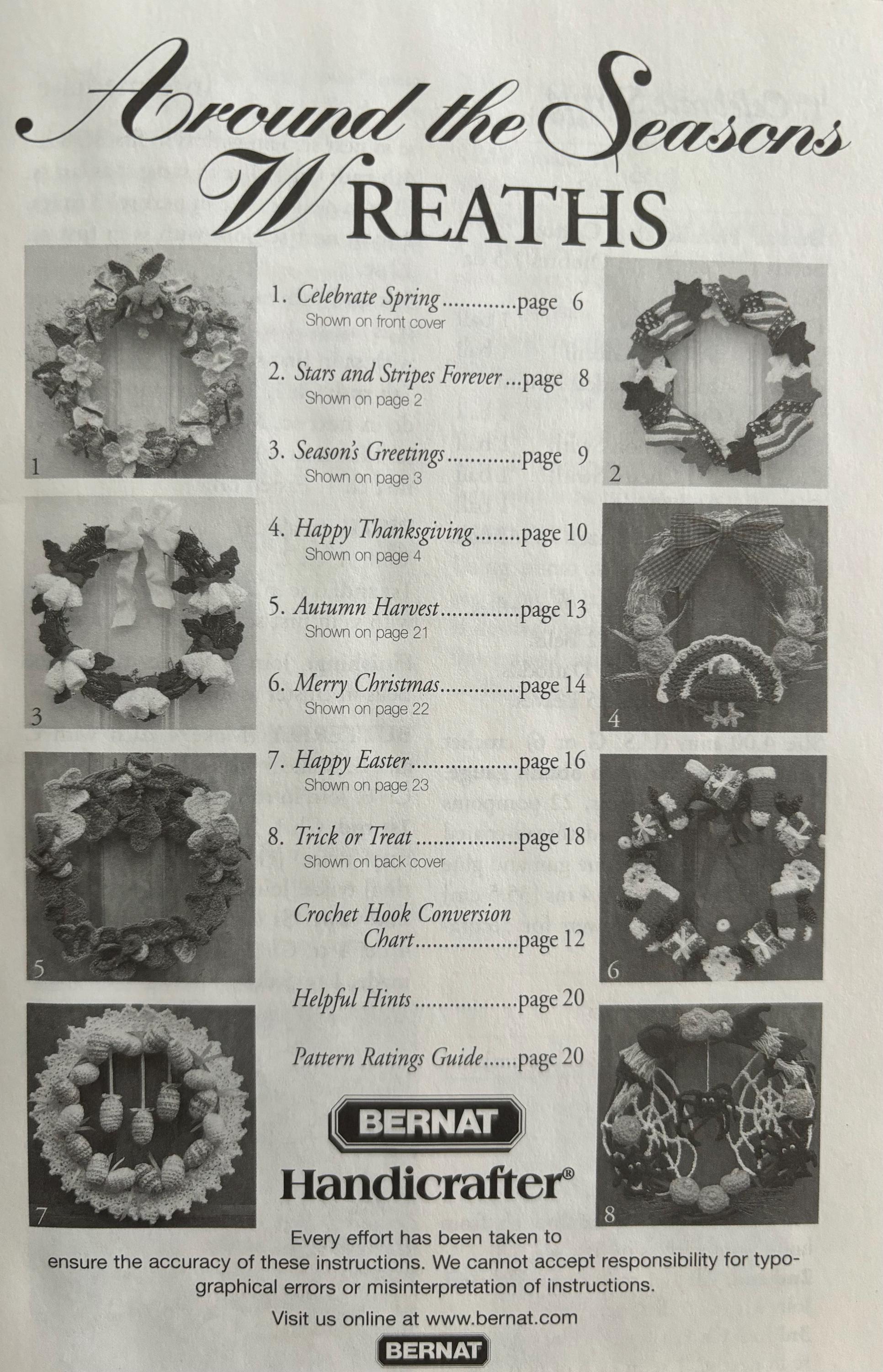 Bernat Crochet Pattern Around the Season Wreaths -8 Design - Christmas ...