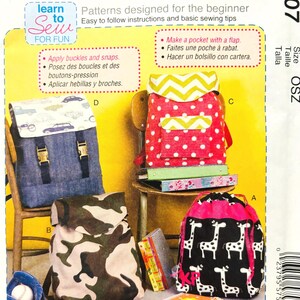 Sewing Pattern McCall’s 7207 Backpacks Learn to Sew -   Uncut Factory Folds