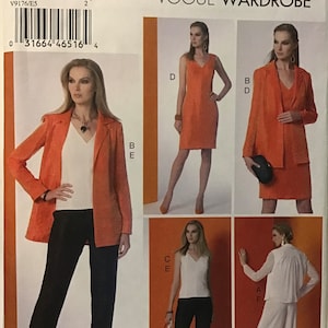 Patron de couture Vogue 9176 Veste ample non doublée pour femme - Taille 14-16-18-20-22 Buste 36-28-40-42-44&quot; - FF non coupé