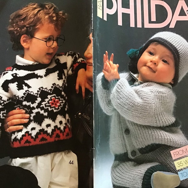 Phildar Baby Knitting Pattern Baby to Toddler Dress Cardigan Couverture Pull Western