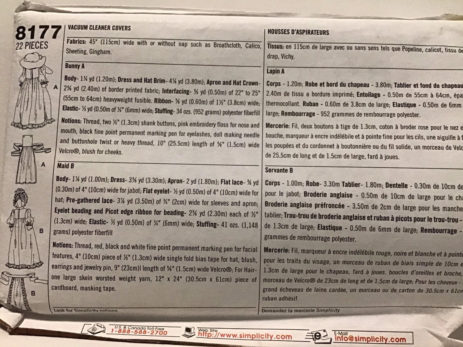 Sewing Pattern Simplicity 8177 Vacuum Cleaner Covers Bunny Etsy