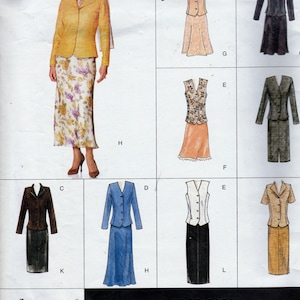 Schnittmuster Vogue 2174 Damen Misses Ärmellos, Langarm Top, Schrägrock & Schal - Größe 8-10-12 Büste 31,5-32.5-34&quot; - Uncut FF