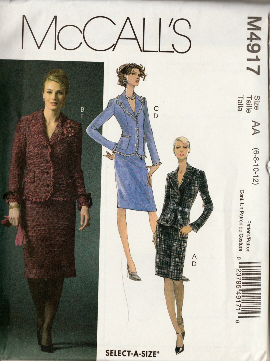 Sewing Pattern Mccall's 4917 Misses Women's Fitted Lined Jacket and ...