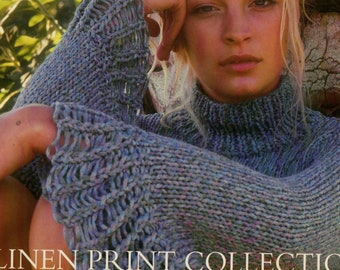 Rowan Linen Print  Knitting Pattern - 17 Designs - KIM HARGREAVES - Dress, Summer Top, Sweater Coat, Pullover