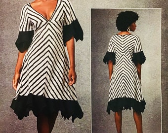 Sewing Pattern Zanola Rhodes Vogue 1676 Women's Loose-Fitting Bias Dress - Sz. 14-16-18-20-22 - Bust 36-38-40-42-44 - Uncut