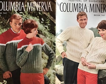 Knitting Pattern - Columbia Minerva Book 747 - Women’s Men’s Cable Sweater Suit Coat Sweater Jacket - NOT A PDF