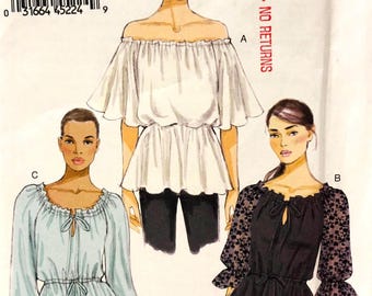 Sewing Pattern Vogue 8953 Women’s Very Loose-Fitting Pullover Top - Size 14-16-18-20-22 Bust 36-38-40-42-44” - Uncut Factory Folds