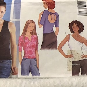 Sewing Pattern Butterick 3028 Women’s Cold Shoulder Close-Fitting Pullover Sleeveless One Shoulder Top - Size 6-8-10 - Uncut Factory Folds