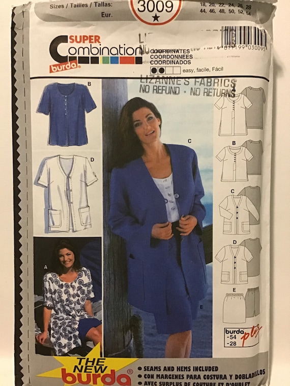 Burda Schnittmuster Blusenjacke Gr 48 Schnittmuster Burda 3009