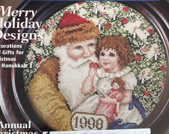 Revista Cross Stitch & Needlework - Diciembre 1998 - Better Home and Gardens - Navidad, Papá Noel, Hombre de jengibre