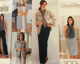 Sewing Pattern Vogue 2664 Oscar de la Renta Women’s Jacket Dress Top Skirt Pants & Scarf - Size 6-8-10 Bust Bust 30.5-31.5-32.5 - Uncut FF