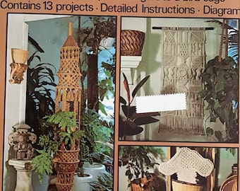 Macrame Boutique Pattern Book Wall Hanging, Plant Hanger Windy Chimes Purse placemat