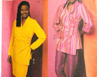 Sewing Pattern Vogue 7740 B. Smith Women’s Fitted Wrap Top, Skirt Pants -  Size 8-10-12-l bust 31.5-32.5-34”- Uncut FF -