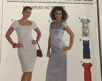 Sewing Pattern Burda 7774 Women’s Fitted Short Sleeve Sleeveless Dress - Size 10-12-14-16-18-20-22-24 Uncut Factory Folds