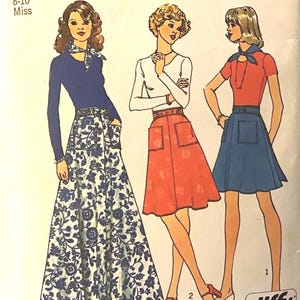 Vintage Sewing Pattern Simplicity 6789 Women’s Jiffy Back-Wrap Skirt in 3 Lengths & Scarf - Size 8-10 Waist 24-25”- Cut and Complete