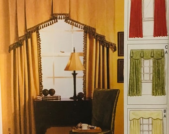 Vogue 7756 Decor Sewing Pattern - Cornice and Panel Window Treatments - Unlined Drapes  - Uncut Factory Folds