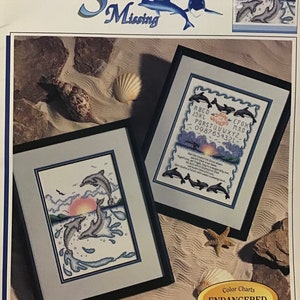 Patrón de punto de cruz - Cartas de colores - Orca y delfines - 2 cartas / Diseños de Kyle Hollingsworth