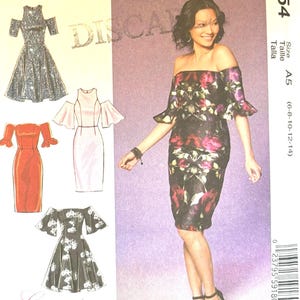 Sewing Pattern McCall&#39;s 7654 Women&#39;s Close-Fitting Lined Dress Off Shoulder Cold Shoulder Sz 6-8-10-12-14 Bust 30.5-36 - Uncut
