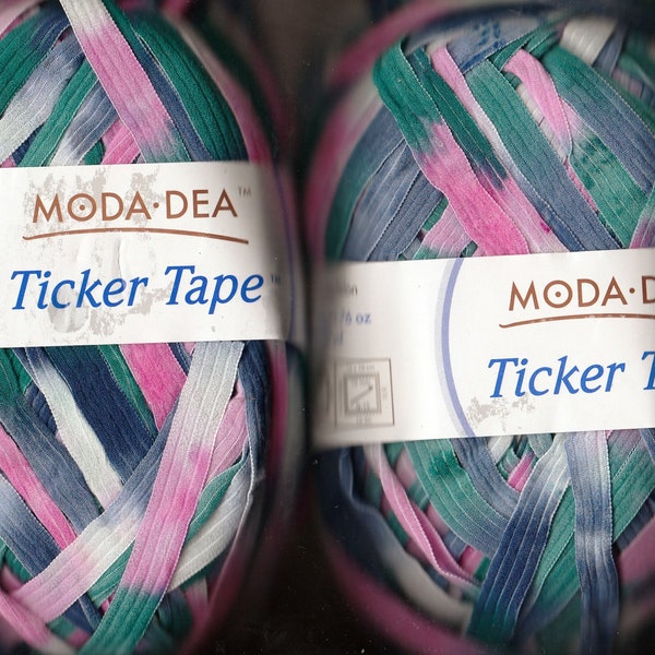 2 Skeins - Moda Dea Ticker Tape Yarn 50 grams Bulky Ribbon Nylon - Coats  - Color Monet - 67 Yds  Made in Italy