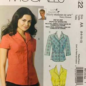 Sewing Pattern McCall&#39;s 6122 Women&#39;s Top with Peplum Sz 6-8-10-12 -Bust 30.5-31.5-32.5-34 Uncut