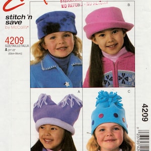 Sewing Pattern McCall&#39;s 4209 Girls Winter Brimmed Hat in 2 Sizes - 21&quot;-22&quot; (53 cm - 56 cm) - Tassel - Uncut Factory Folds