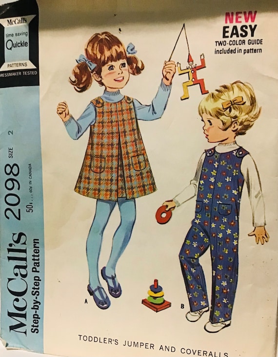 Vintage Sewing Pattern Mccall 2098 Girls Toddlers Jumper and - Etsy