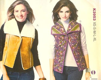 Sewing Pattern Kwik Sew 3953 Women's Vest - Sz. XS-S-M-L-XL (31.5-32.5")(34.-35.5")(37-38.5")(40-41.5")(43-45") Uncut