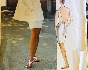 Sewing Pattern Vogue 2668 Carmelo Pomdoro Women’s Dress & Very Loose-Fitting Flared Lined Jacket - sz 6-8-10 -Uncut ENVELOPE POOR CONDITION