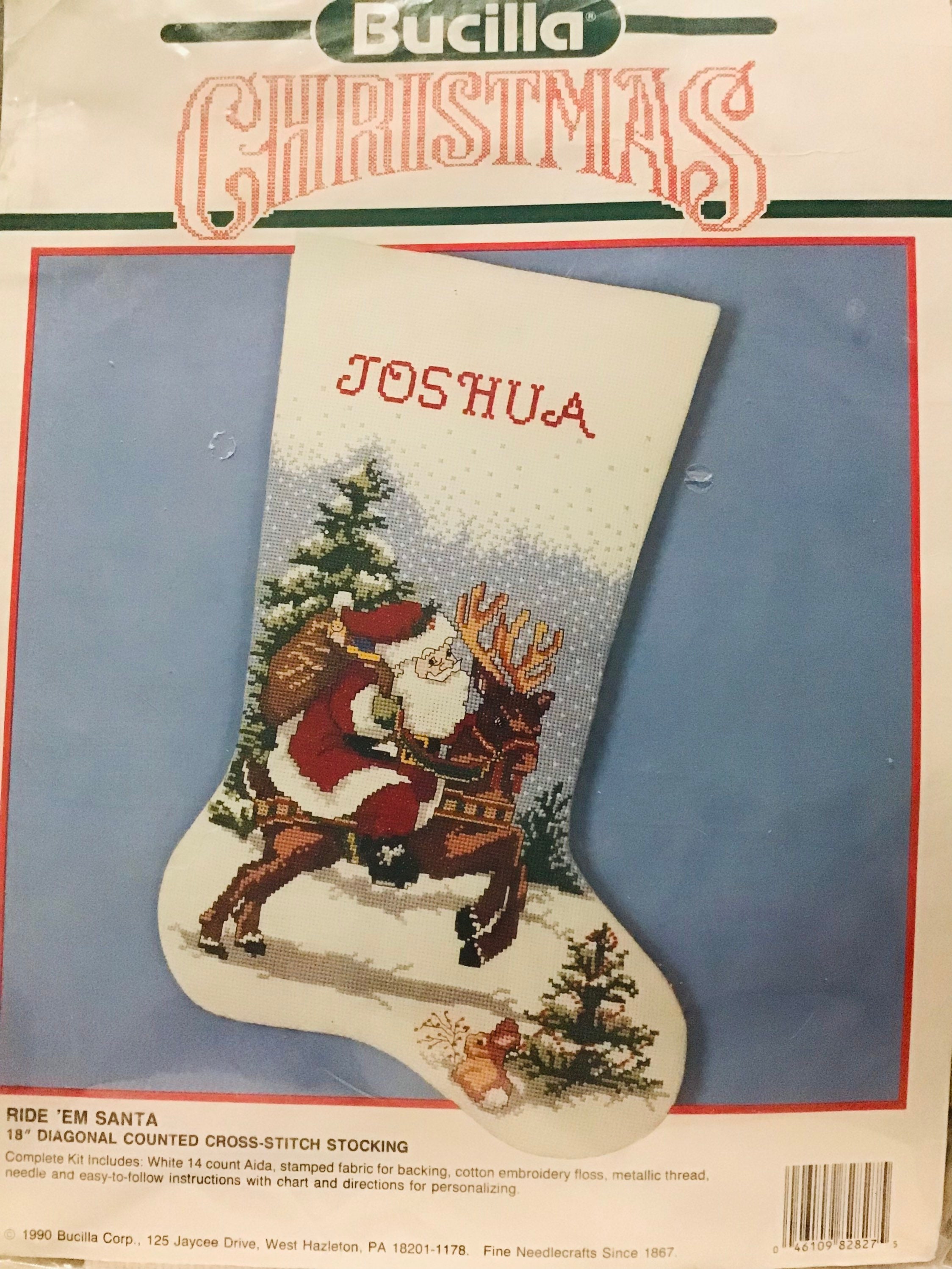 Vintage Bucilla The Night Before Christmas Cross Stitch Stocking