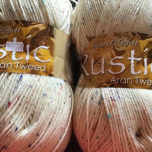 2 Skeins James C. Brett - Rustic Aran Tweed Yarn - Worsted Weight - 400 gr  14 oz - 695 m 760 yds -20% Wool 77/ Acrylic 3 Viscose DAT1