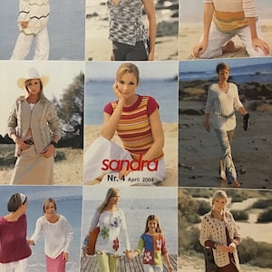 Sandra The Knitting Magazine April 2004 Women’s Sweater, Summer Tops, Skirt - 31 Designs