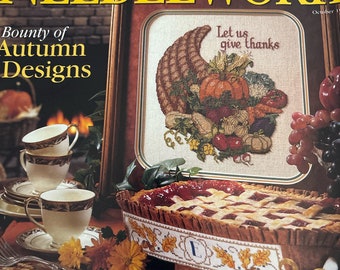 Better Homes and Gardens Cross Stitch Pattern Magazine October 1997 Autumn Designs Halloween Poppy Poppies Pumpkin Fall Splendor