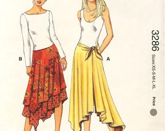Sewing Pattern Kwik Sew 3286 Women's Skirt Uneven Hemline  Sz. XS-S-M-L-XL (31.5-32.5")(34.-35.5")(37-38.5")(40-41.5")(43-45") Uncut