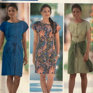 Sewing Pattern Butterick 5438 Essence Collection Women&#39;s Misses Semi-Fitted Short Sleeve Dress With  Without Overskirt Sz 6-8-10 Cut Sz. 10