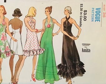 Sewing Pattern Vogue 8323 Women’s Halter Dress with Ruffles Size 14 Bust  36” - Cut - Missing piece 4 - Guide - Pattern pieces Taped