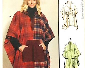 Sewing Pattern McCall's 8347 Women's Pullover Poncho Size XS-S-M 4-6, 8-10, 12-14 - Uncut Factory Folds