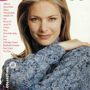 Berroco Collection #211Basics 1-2-3 Knitting Pattern - Women's Cardigan, Pullover Sweater with Cables , Vest with Fringe - 21 Designs
