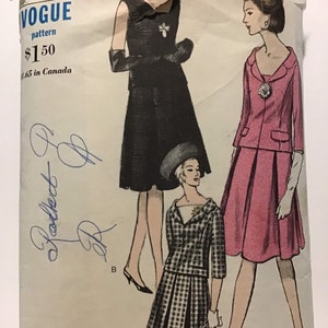 Vintage Sewing Pattern Vogue 6292 Women’s Two Piece Dress - Size 12 Bust 32&quot; Hip 34” Complete and Partially Cut