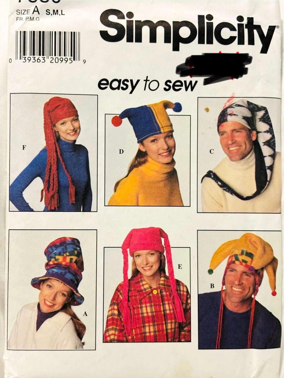 2010's Simplicity Fleece Vintage Style Hats Pattern - Head size 21-23